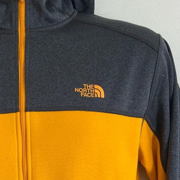 The North Face Fleece Jacket Mens Small Yellow Gray Full Zip Lightweight Outdoor
